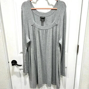 Lane Bryant boxed neck grey pleated sweater long length /lines plus size 22/24